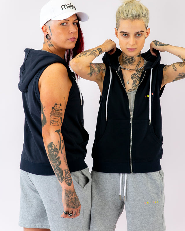 Navy Sleeveless Hoodie - No credits or exchanges on sale items