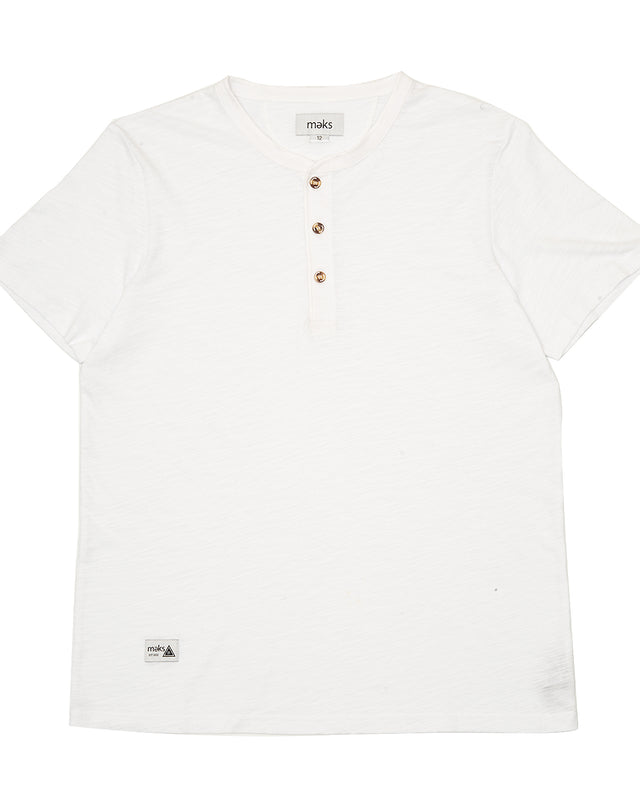 White Short Sleeve Henley -  No credits or exchanges on sale items