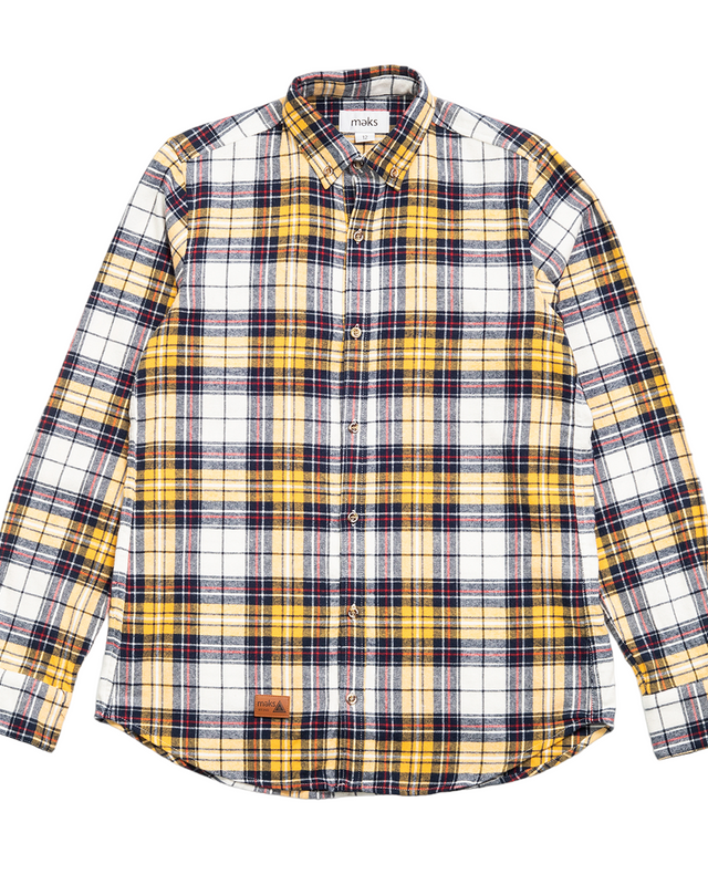 Yellow, Red, White and Blue Flannel Long Sleeve Shirt - No credits or exchanges on sale items