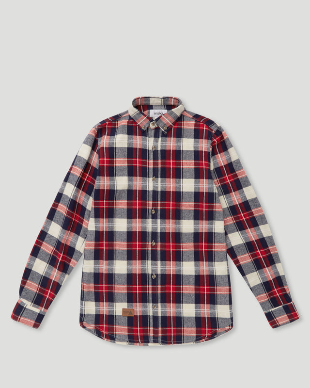 Red, White and Blue Flannel Long Sleeve Shirt